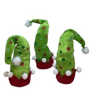 Elf Hat Ornament Clip On 14 in Large Christmas Shapable Holiday Decor- Set/3